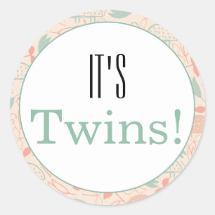 It's Twins! Floral Baby Shower Party Classic Round Sticker