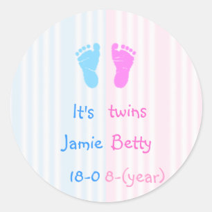 It's twins - footprints classic round sticker