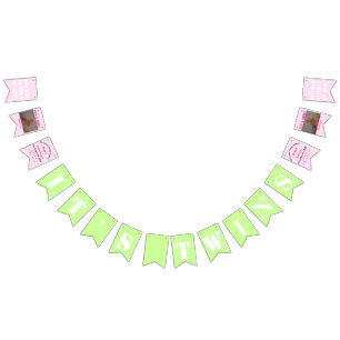 It's Twins Girl's Bunting Banner