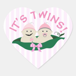 Its Twins Girls Pink  in Peapod Stickers