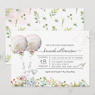 It's Twins Lavender Balloon Baby Shower Invitation