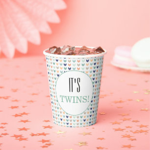 It's Twins Modern Geometric Twins Baby Shower Paper Cups