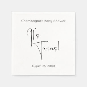 It's Twins Modern Script Baby Shower Napkin