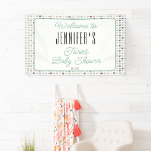 It's Twins Modern Twins Baby Shower Welcome Banner