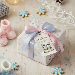 Its Twins penguin Winter Baby Shower Boy Girl Gift Tags
