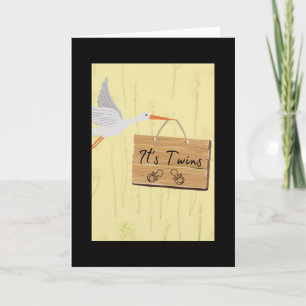 It's twins with stork for twins boy and girl - card