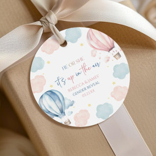 It's Up In The Air Hot Air Balloon Gender Reveal Favour Tags