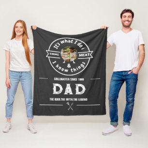 It's What I Do I Smoke Meat Funny Dad Photo Fleece Blanket