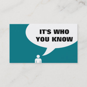 it's who you know speech bubble referral card