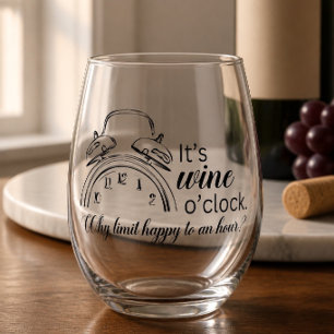 It's Wine O'Clock Stemless Wine Glass