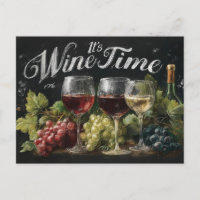 "It's Wine Time" Rustic Chalkboard Art