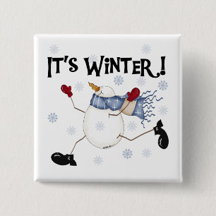 It's Winter Snowman Holidays 15 Cm Square Badge