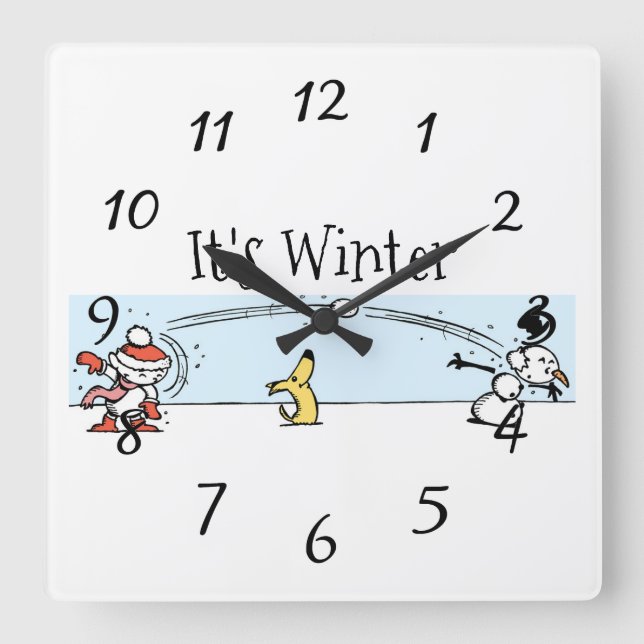 It's Winter  Square Wall Clock (Front)