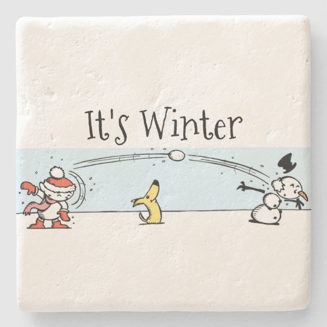 It's Winter  Stone Coaster (Front)