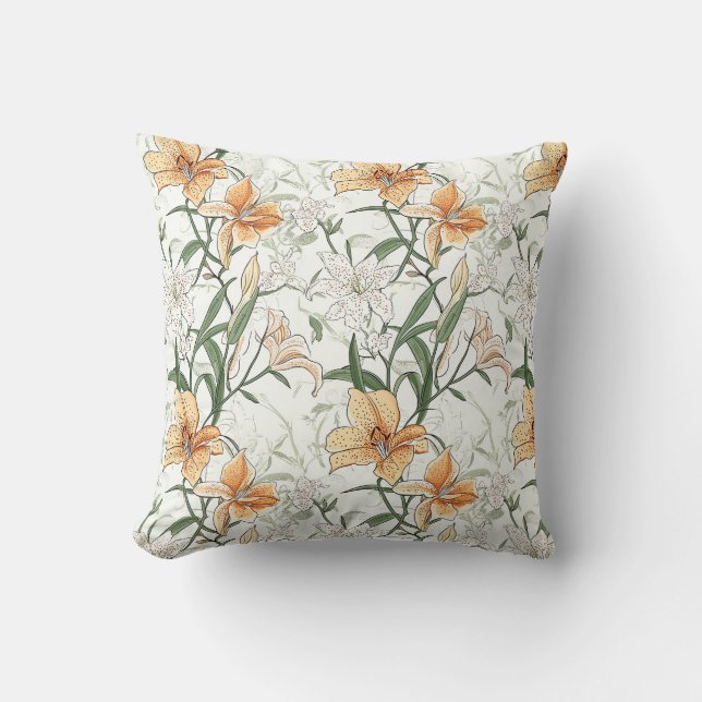 It's Written in the Leaves, Orange Tiger Lilies Cushion (Front)