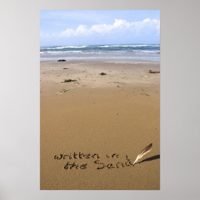 it's written in the sand on a beach poster (Front)