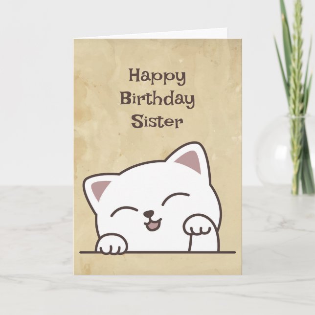 It's Your Birthday Fun Cat I Love You Sister Card (Front)