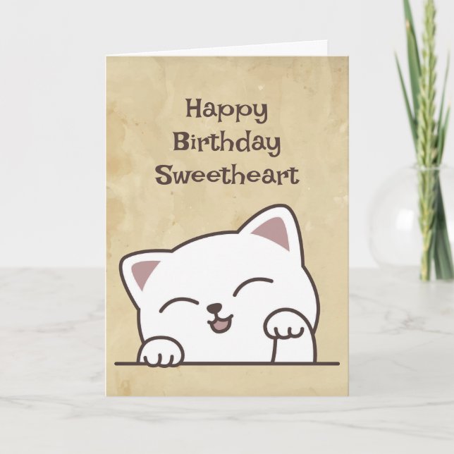It's Your Birthday Fun Cat I Love You Sweetheart Card (Front)
