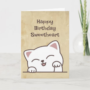 It's Your Birthday Fun Cat I Love You Sweetheart Card