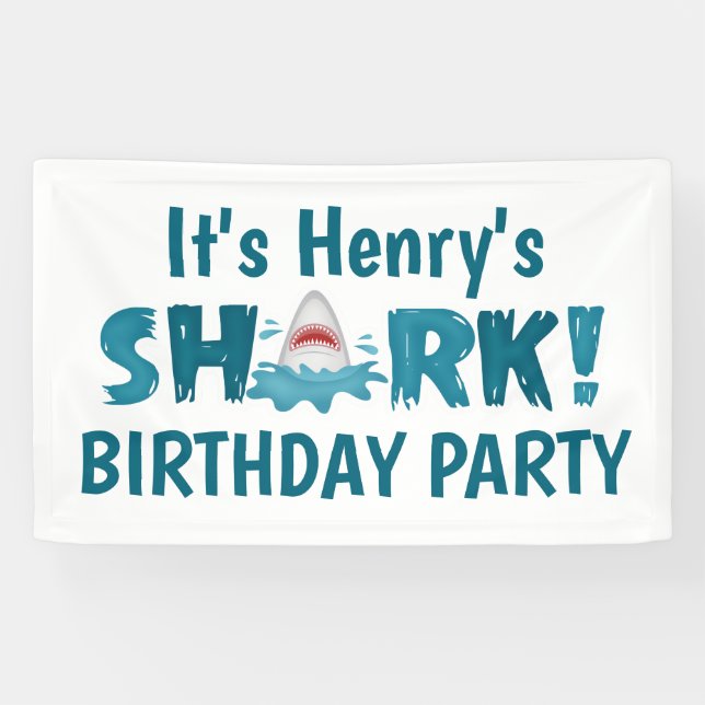 It's Your Name SHARK Birthday Party Kid Banner (Horizontal)