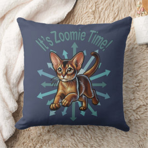 It's Zoomie Time Abyssinian Cat Cushion