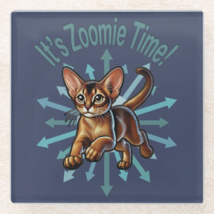 It's Zoomie Time Abyssinian Cat Glass Coaster
