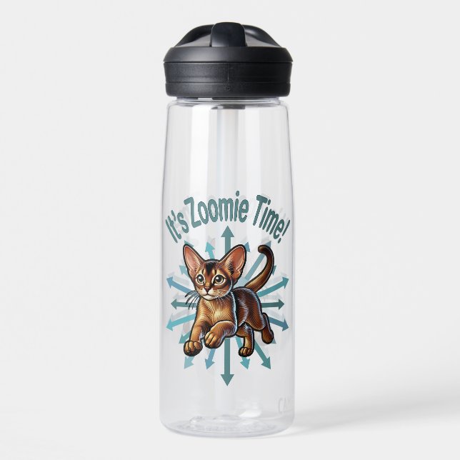 It's Zoomie Time Abyssinian Cat Water Bottle (Front)