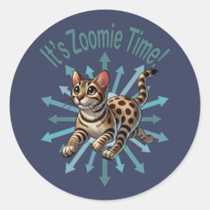 It's Zoomie Time Bengal Cat Classic Round Sticker
