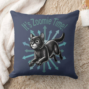 It's Zoomie Time Black Cat Cushion