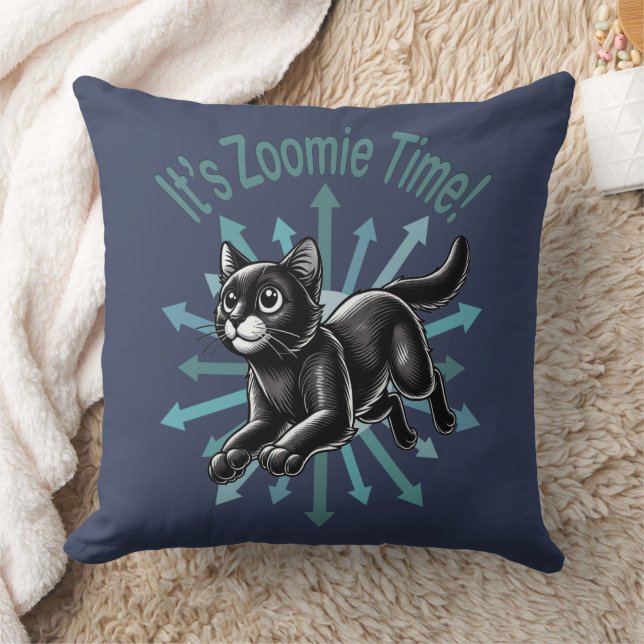 It's Zoomie Time Black Cat Cushion (Blanket)