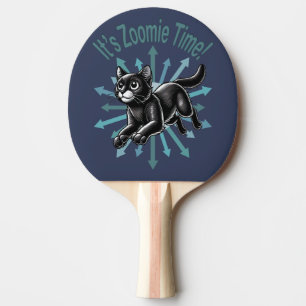 It's Zoomie Time Black Cat Ping Pong Paddle