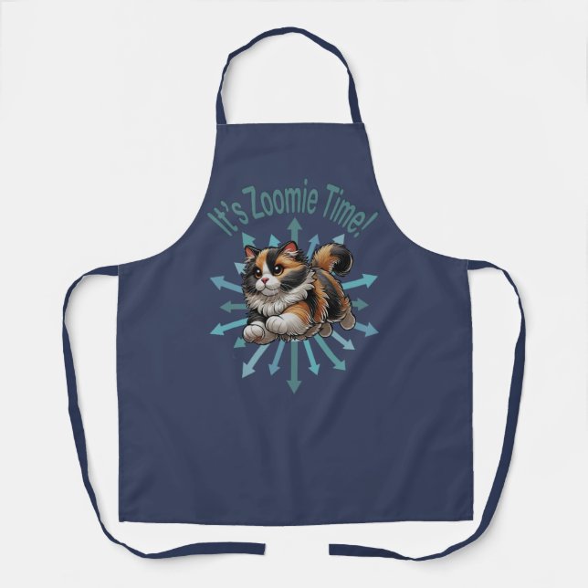It's Zoomie Time Calico Cat Apron (Front)