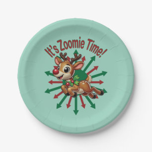 "It's Zoomie Time! Christmas Reindeer Paper Plate