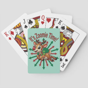 "It's Zoomie Time! Christmas Reindeer Playing Cards