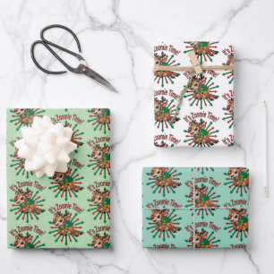"It's Zoomie Time! Christmas Reindeer Wrapping Paper Sheet