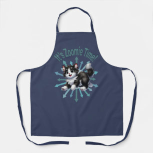 It's Zoomie Time Cute Black & White Cat Apron