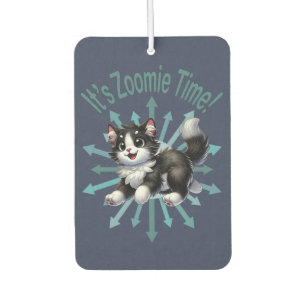 It's Zoomie Time Cute Black & White Cat Car Air Freshener