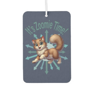 It's Zoomie Time Cute Brown & White Cat Car Air Freshener