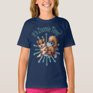 It's Zoomie Time Cute Brown & White Cat T-Shirt