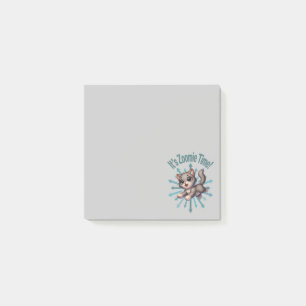 It's Zoomie Time Cute Grey & White Cat Post-it Notes