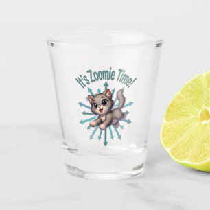 It's Zoomie Time Cute Grey & White Cat Shot Glass