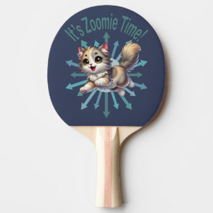 It's Zoomie Time Cute Tricolor Cat Ping Pong Paddle