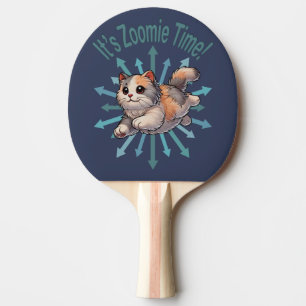 It's Zoomie Time Dilute Calico Cat Ping Pong Paddle