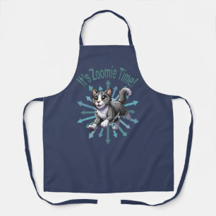 It's Zoomie Time Grey Bicolor Cat Apron