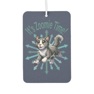 It's Zoomie Time Grey Bicolor Cat Car Air Freshener