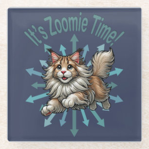 It's Zoomie Time Maine Coon Cat Glass Coaster