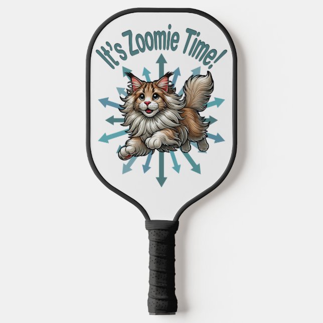 It's Zoomie Time Maine Coon Cat Pickleball Paddle (Front)