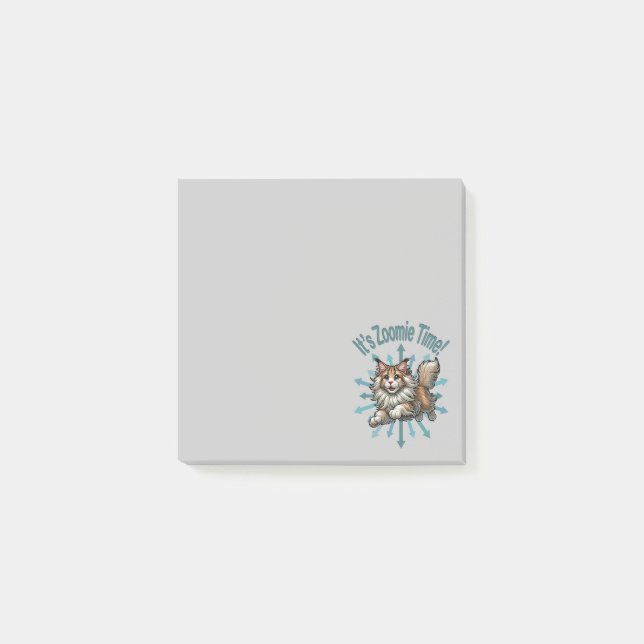 It's Zoomie Time Maine Coon Cat Post-it Notes (Front)
