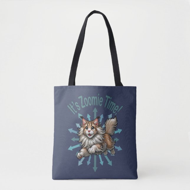 It's Zoomie Time Maine Coon Cat Tote Bag (Front)