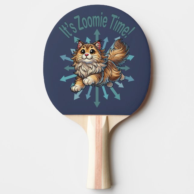 It's Zoomie Time Norwegian Forest Cat Ping Pong Paddle (Front)